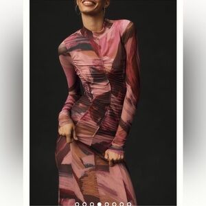 Mesh ruched midi dress NWT